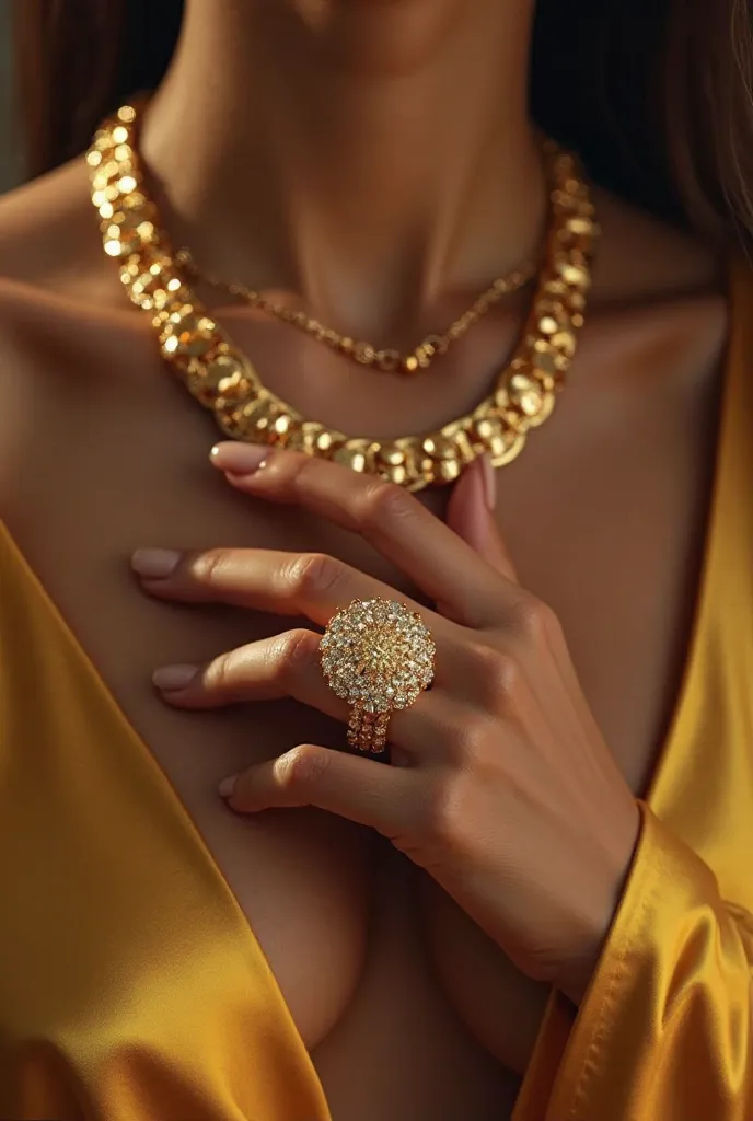 Gold chain and a gold ring 4k