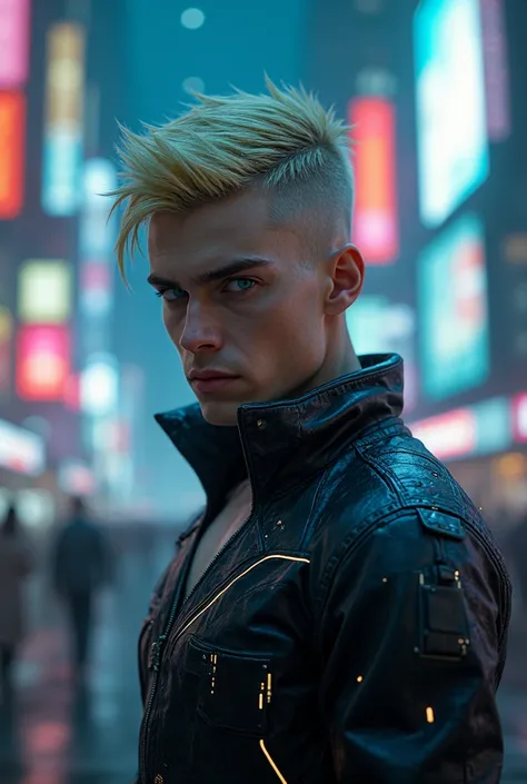 a handsome cyberpunk blond gay man