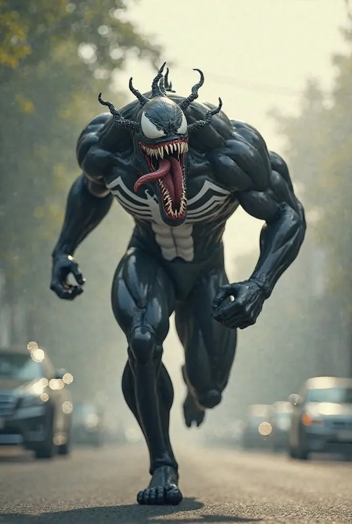 Agar aap DeepAI ya kisi aur AI image generator se aisi image banana chahte hain, toh neeche diya gaya prompt use karein:

Prompt:

"A hyper-realistic, cinematic 3D render of a monstrous, muscular humanoid figure resembling Venom from Marvel comics. The cre...