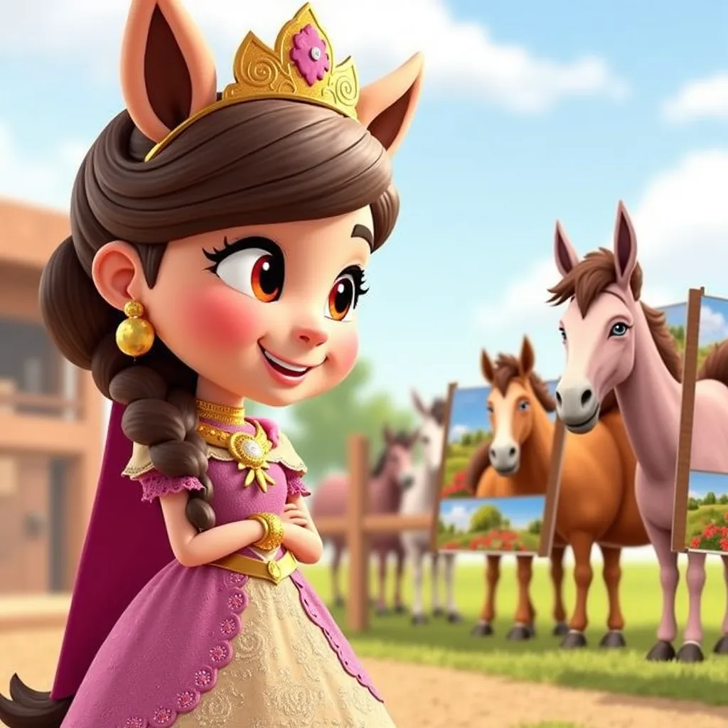 Princess Mehek looking at pictures of mules – she likes mules.