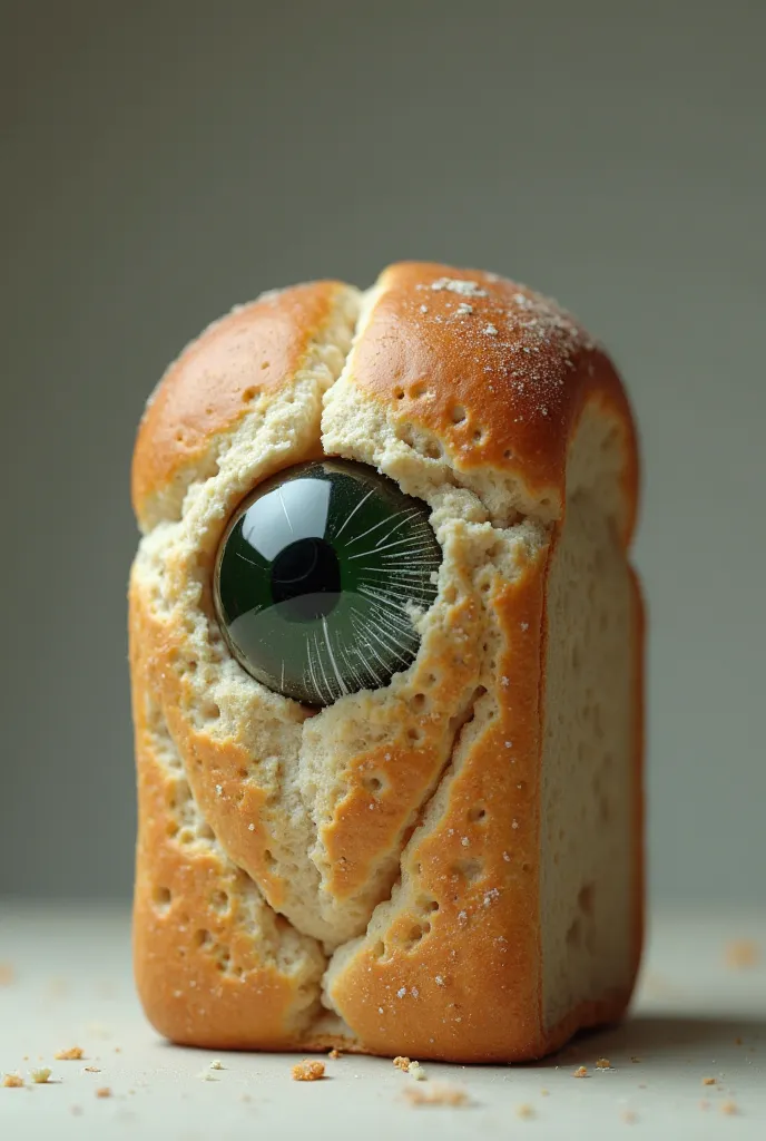 Fresh uvulux bread with a broken bottle stuck in the eye