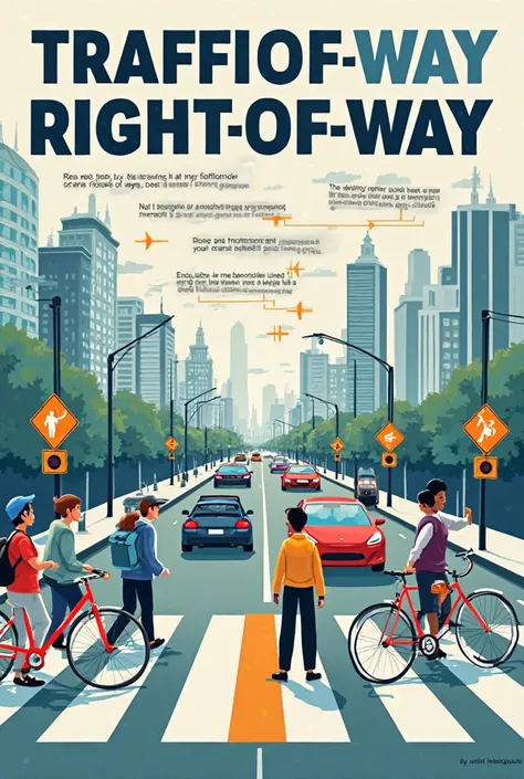 Make a poster making about traffic right of way with bigger text and educational 