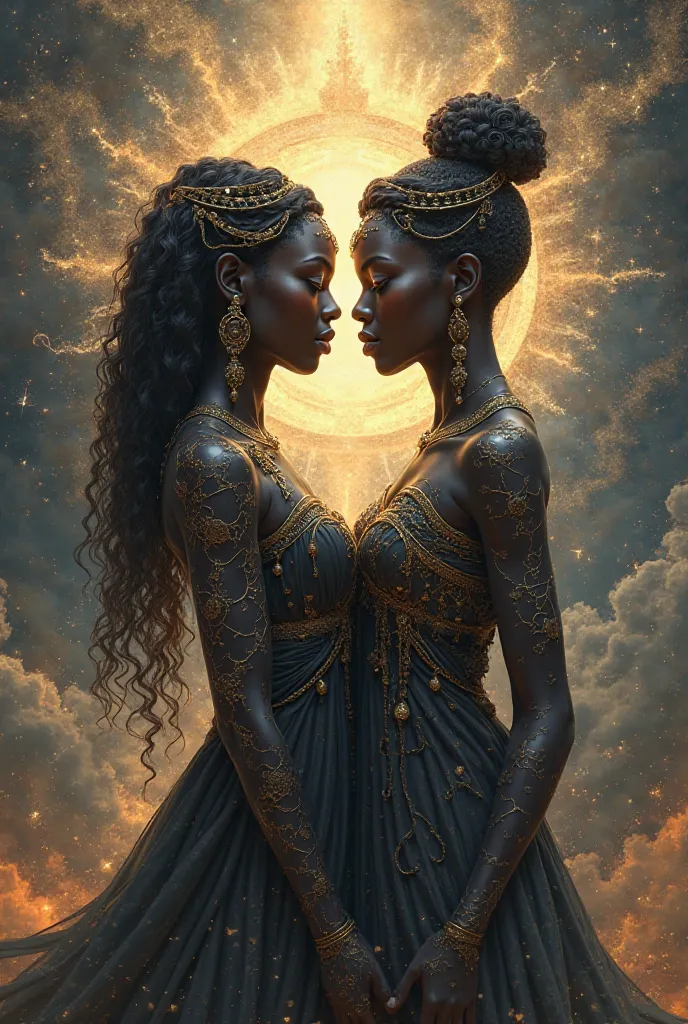 Beautiful nude black god and goddess 