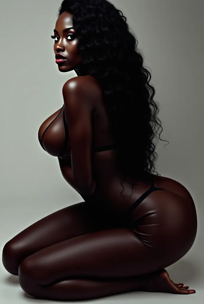 Hot black girl on all fours