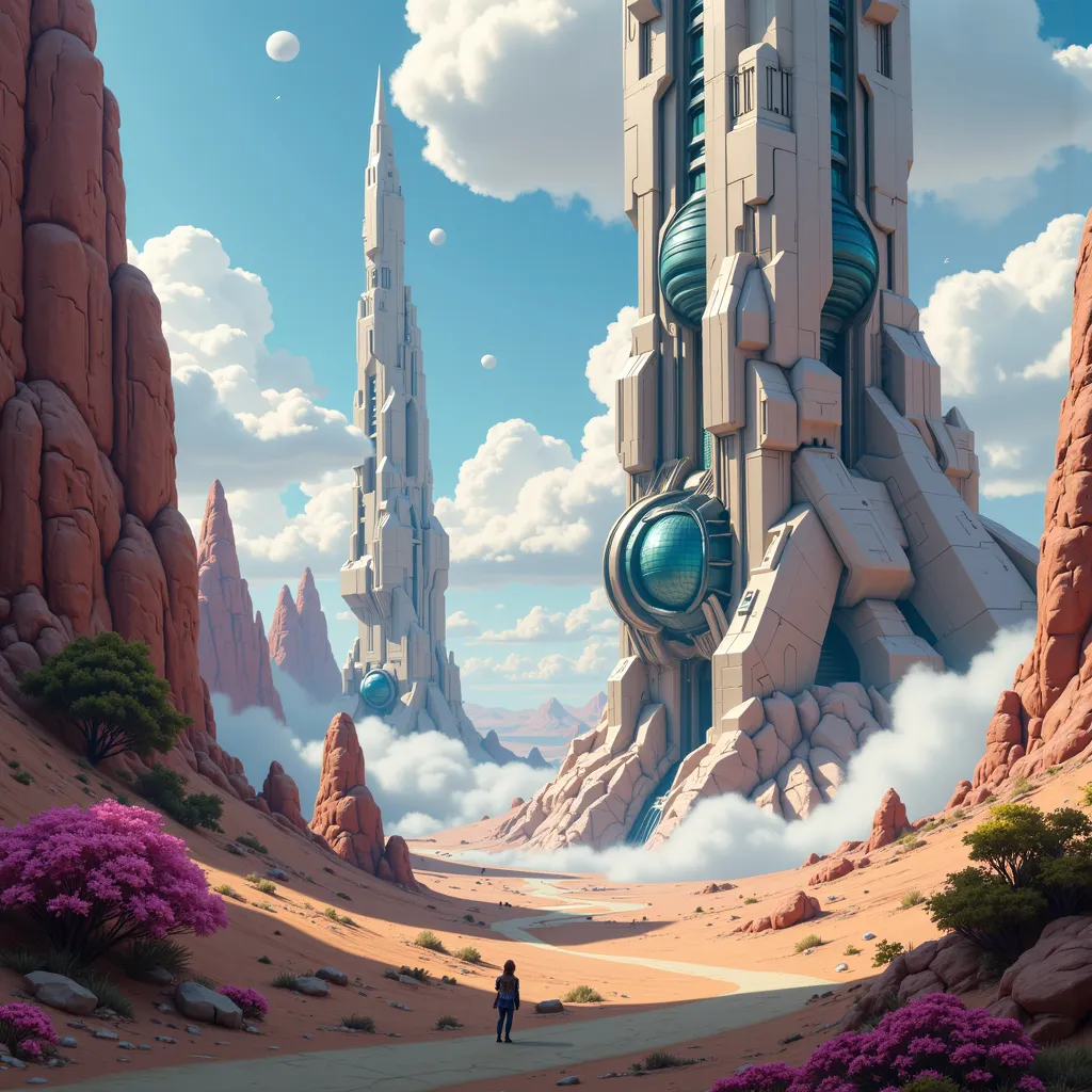 Roger Dean, Official Illustration, inspired Roger Dean, alien landscape, lowpoly futuristic architecture, floating islands, vibrant colors, dramatic lighting, cinematic composition, epic scale, intricate details, digital art, 8K, photorealistic, award-winn...