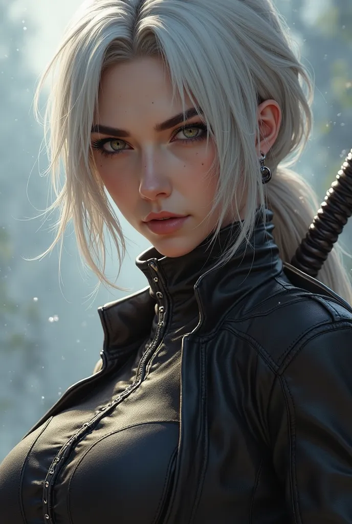 a close up of a woman in a black outfit with a sword, as a character in tekken, katana zero video game character, portrait ninja gaiden girl, tifa lockhart with white hair, misa amane *, fighting game character, v from devil may cry as an elf, cammy, video...