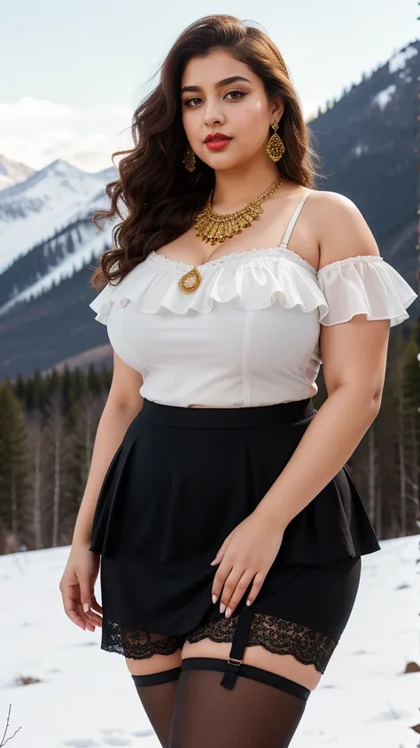 Thick,Outdoor image of 21yo in school school photo in school masterpiece, big thick hips,(photorealistic:1.7), best quality, thick wide hips, beautiful lighting, Eleanor Ukraine girl,A girl wearing traditional earrings and a neckpiece looking like beautifu...