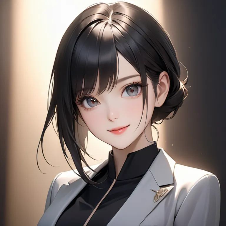 AI agent as A beautiful and intelligent young woman with a calm and confident expression, slightly smiling. She has long, silky black hair and sharp, captivating eyes. Dressed in an elegant yet modern outfit that reflects both professionalism and sophistic...