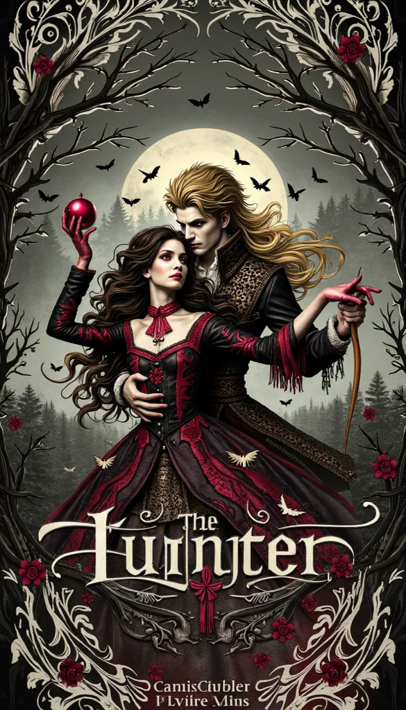 put the title "hunter"  in large and visible letters , It is based on the story of Snow White