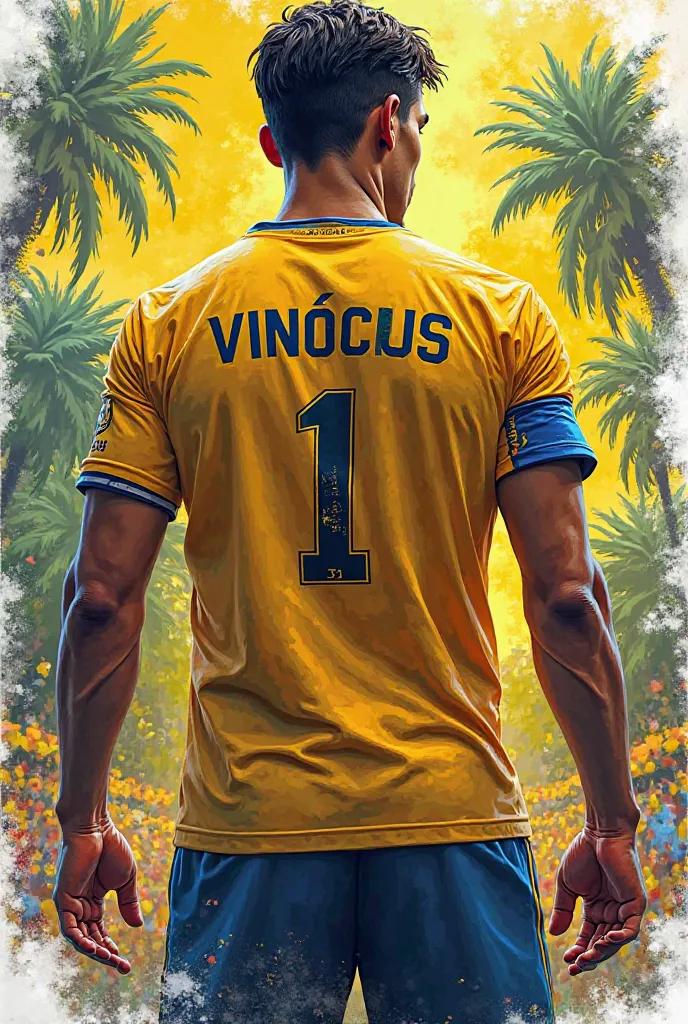 A Bahia jersey written behind Vinícius 