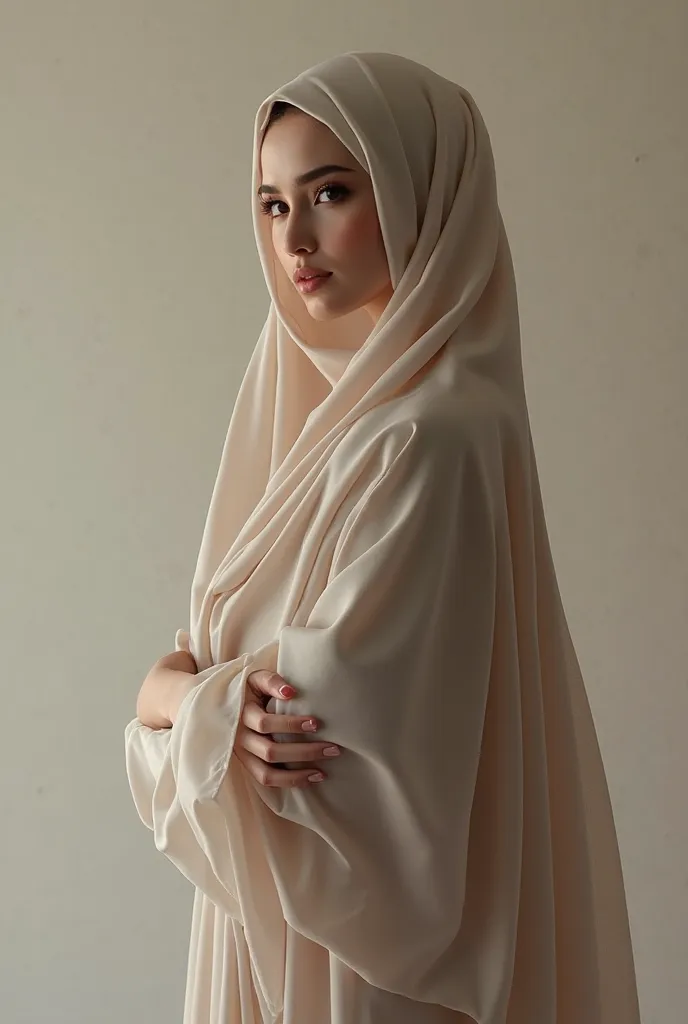 Pretty woman standing at With hijab
