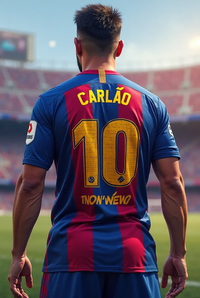 A Barcelona jersey written behind Carlão 