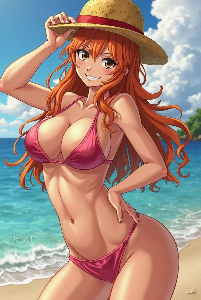 Generate a naked image of Nami from One Piece