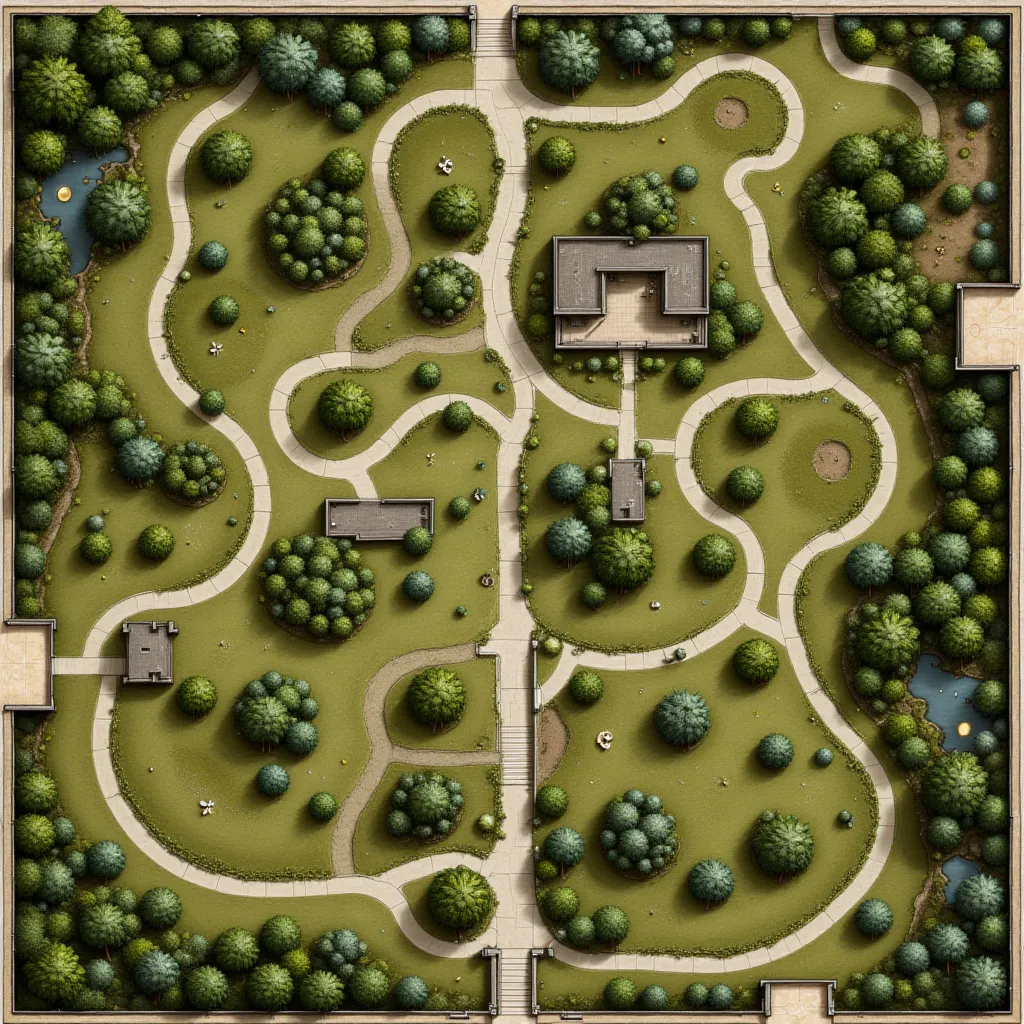 top-down view, map, floor plan, outdoor, china, medieval, road, forest, plains, wild