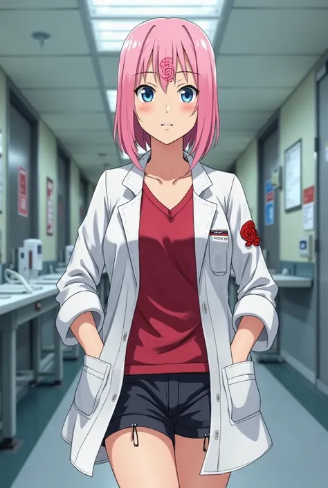 Sakura Haruno Byakugou wearing a doctor's costume 