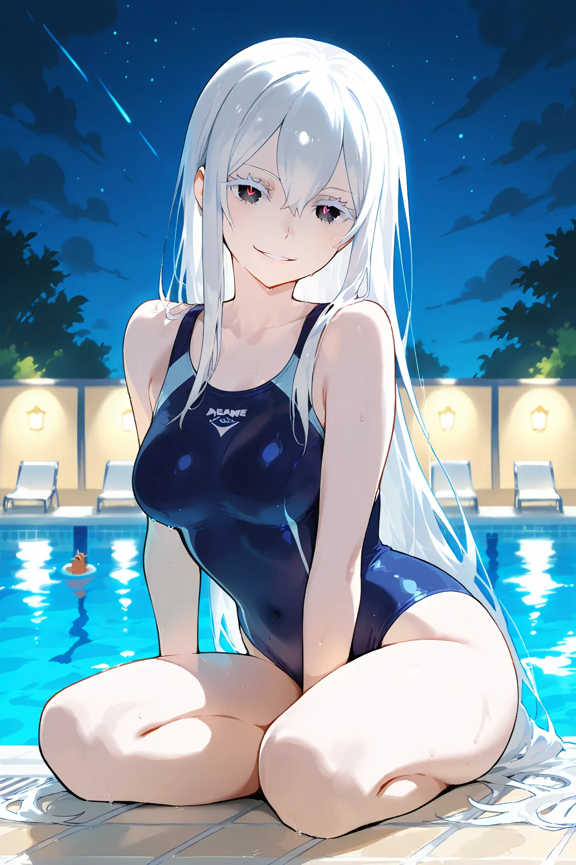 Echidna_\(re:zero/).KJOechidna, white hair, white eyelashes, thick eyelashes, hair between eyes, dark eyes, pale skin, very long hair,Anime-style character with flawless, symmetrical facial features. Large, expressive eyes with perfect shape, detailed eyel...