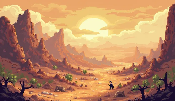 Dinosaur era desert background makes it an ideal background for pixel jumping games.
