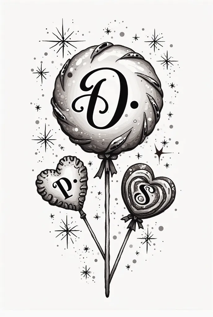 ** Description of the tattoo :**  
An illustration style tattoo design, with a **dulce grande in the center**, in the shape of a round candy or lollipop, decorado with  líneas finas y detalles de sombreado para darle un aspecto realista pero artístico. In ...