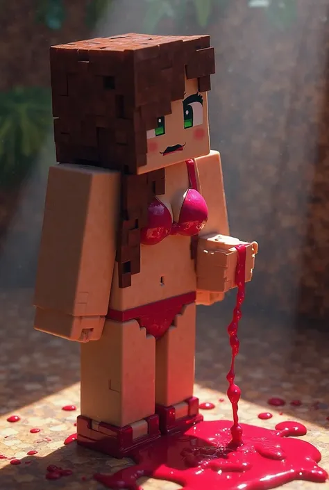 Minecraft Jenny mod cumming on a penis and throwing sperm all over her side in Minecraft style