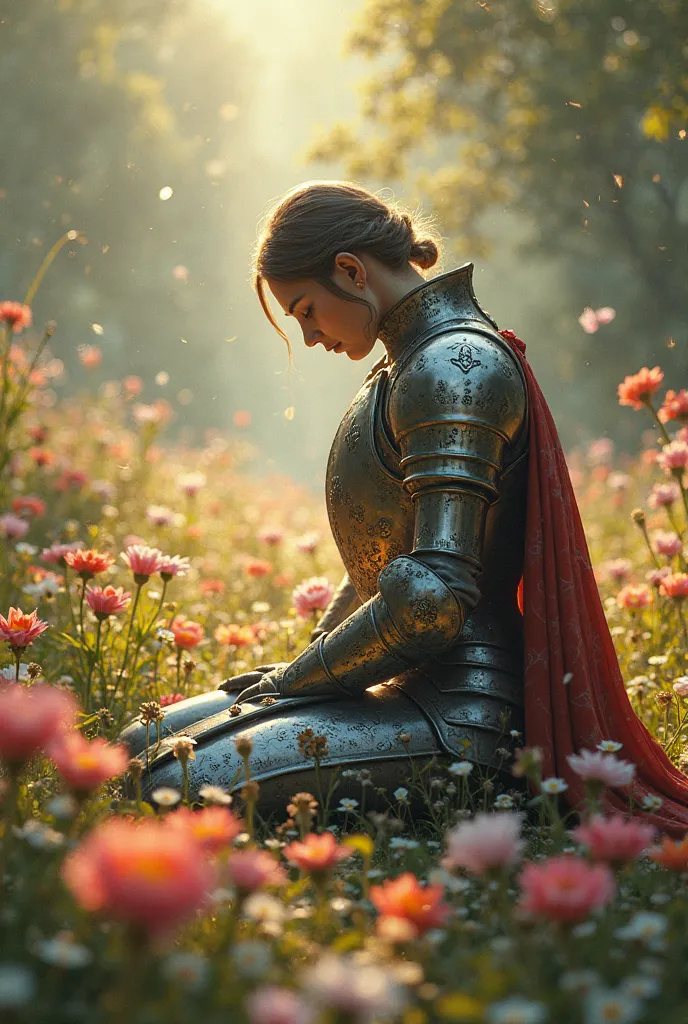 make a knight kneel on the flowers