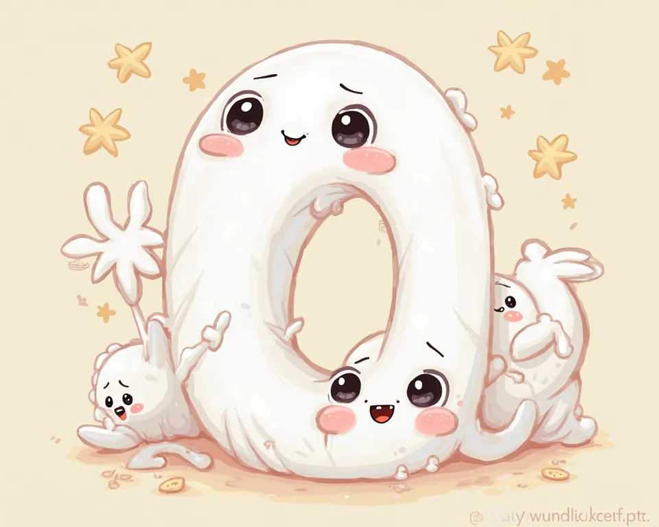 cute style flash cards for numbers ０,1, 2, 3, 4, 5, 6, 7, 8, 9, 　anime style　simple cute ghost