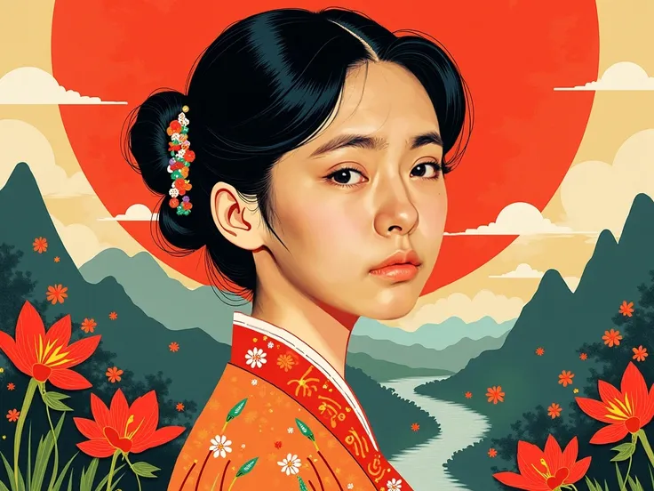  masterpiece， of the highest quality， girl，Chinese posters from the 60s