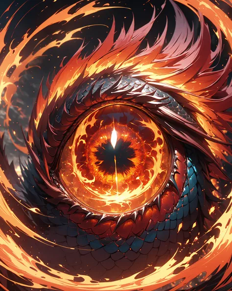 Dragon&#39;s Eye, A Dragon's Eye, Demon World, Spiral of Fire, masterpiece, highest quality, UHD, retina, masterpiece, accurate anatomy, super detailed, high quality, best quality, 8k