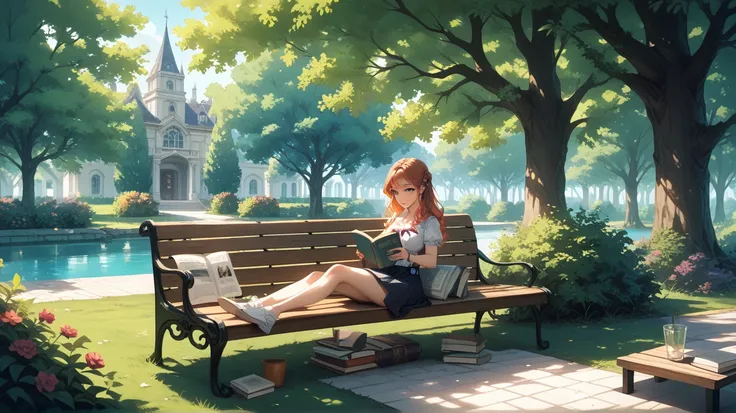 Woman Reading Anime Quiet Daytime