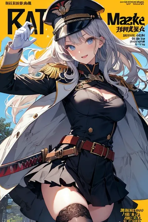 (from below:1.4, best quality ), girl , Platinum color hair military uniform , The dreamer wants purplish blue eyes ,(small breasts:1.0), Lori will do it, (masterpiece:1.2, best quality ), (Beautiful detailed depiction : 1.2), ( beautiful detailed face ), ...