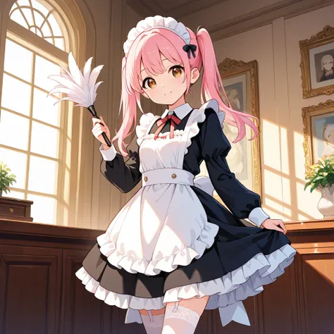 pink hair　Maid　 small tits