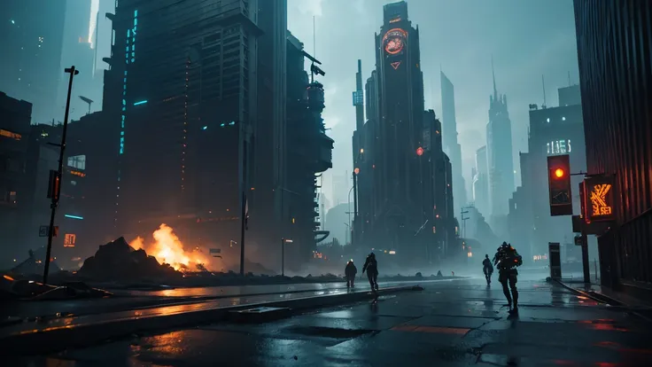  Cyberpunk World War 3 ,  cinematic composition, Fantasy digital painting by Greg Rutkowski and James Gurney, trending at art stations, Very Detailed, hyper realistic, realistic, photorealistic, dynamic lighting, Very Detailed, movie-like scenery, Studio S...