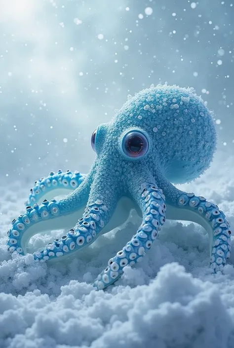 Create aurora iceberg octopus in a tundra storm using this description : 
Aurora Iceberg Octopus 
The Aurora Iceberg Octopus  is a newly imagined invertebrate octopus adapted to the extreme tundra environment. This species has evolved to inhabit the frigid...