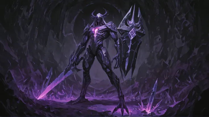 A towering, muscular humanoid warrior stands in a dark mine, his body smooth, organic, and entirely white, shaped for power and agility. Though not human, his broad shoulders, strong limbs, and defined chest give him a distinctly masculine presence.
His fa...