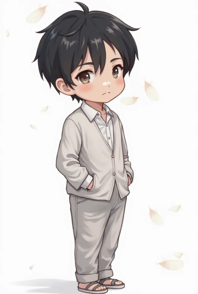 Hi-Res,4K,portrait,Japanese, chibi,Late 20s,Full Body Image,relaxed posture,white background,soft lighting,Natural Skin Tone,Delicate Textures,Elegant Atmosphere, pop art,Digital Art,cute,(1boy ), chibi,full body, black hair,Face maintenance ,male,handsome...