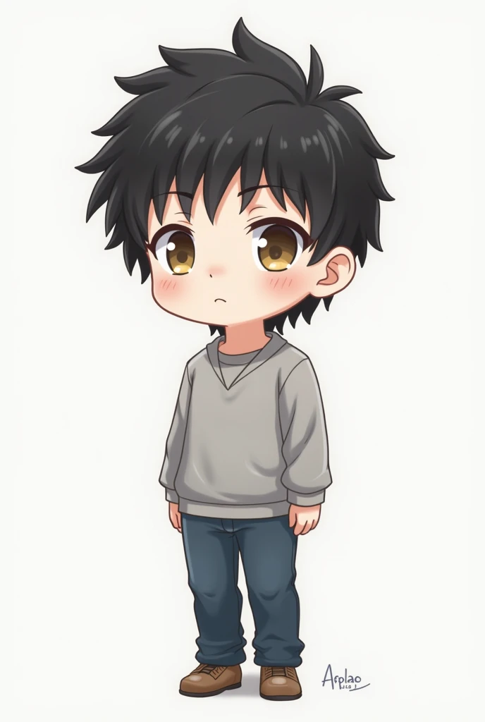 Hi-Res,4K,portrait,Japanese, chibi,Late 20s,Full Body Image,relaxed posture,white background,soft lighting,Natural Skin Tone,Delicate Textures,Elegant Atmosphere, pop art,Digital Art,cute,(1boy ), chibi,full body, black hair,Face maintenance ,male,handsome...