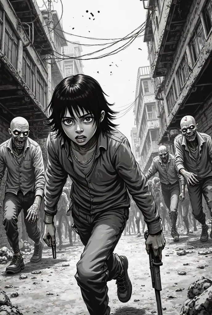 Create a manga cover. Escape the zombies, survive the zombies