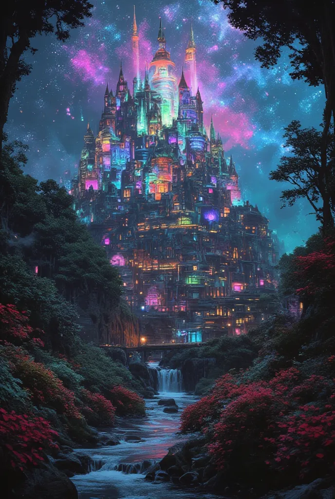 ultra detailed, absolutely resolution, masterpiece. highly detailed, sharp focus, vivid colors, soft lighting, cinematic composition, a land of jewels made up of various colorful gemstones, plated, castles, castle towns, fairy tale fantasy wonderland world...