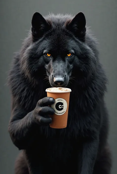 Logo of a drinking black wolf holding a medium cup of Milk Shake, with the writing chevette on the cup 