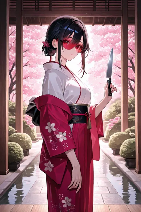 Beautiful Girl　 kimono　knife　 Hair　