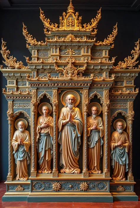 Incorporate designs from Tibetan architecture into a traditional Orthodox Iconostasis.