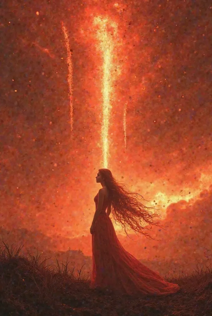 Red sky when meteorites fall but a maiden is unharmed