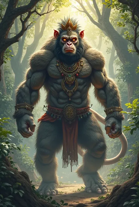 generate a monkey god who is fierce it is of hanuman the indian god