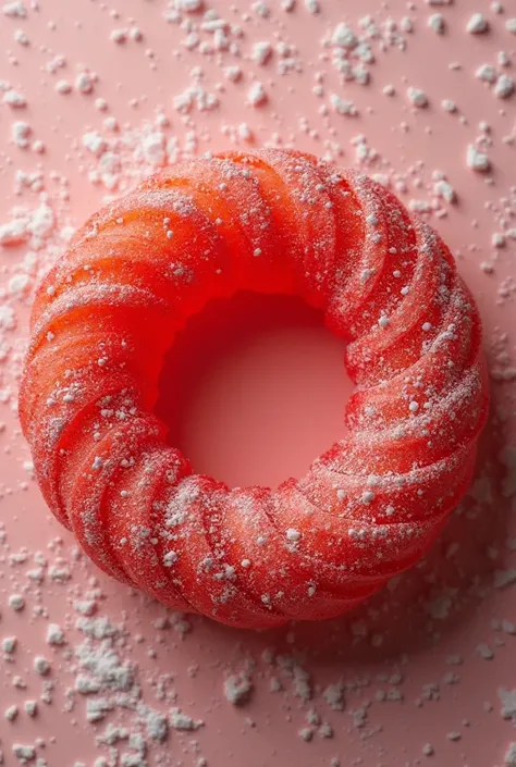 It generates an image of an enchilada gummy in the shape of a ring seen from above to make it look like one or that it looks Super appetizing and that you notice that it is enchilada with powders and that it looks red