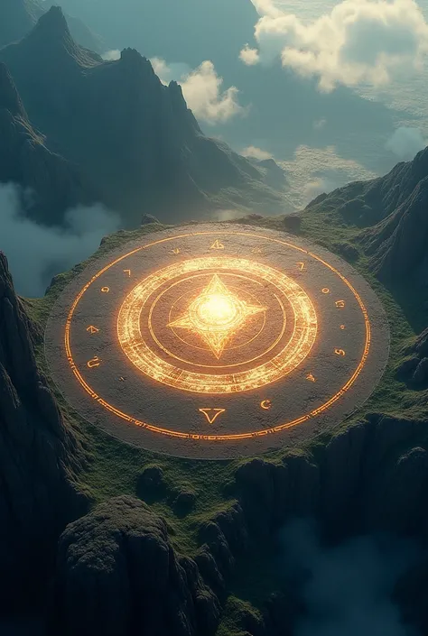 Draw a magic circle on Earth seen from above. There should be a circle icon in the center