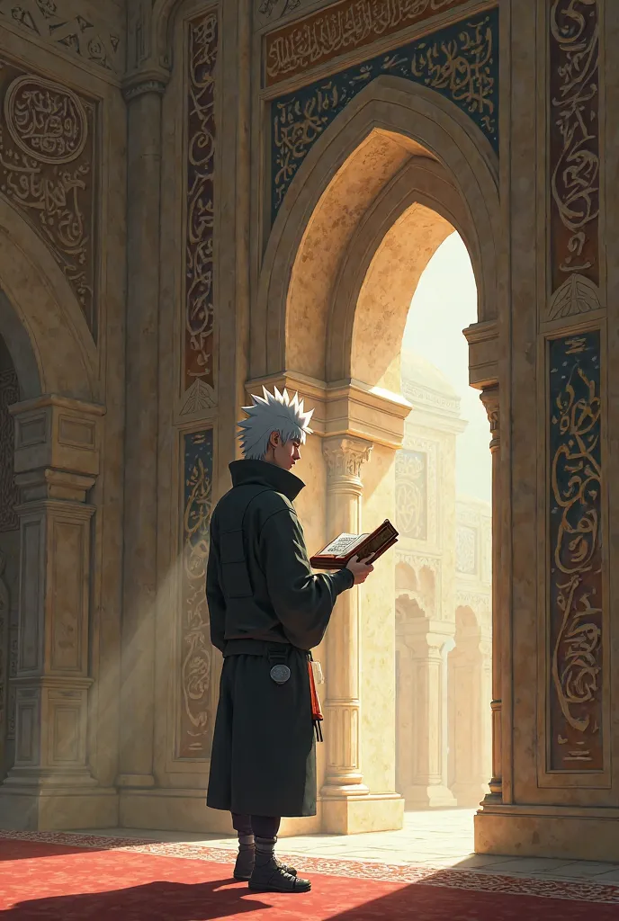 Kakashi Hatake in the light of Allah, in the antique mosque.. And reading Al Quran