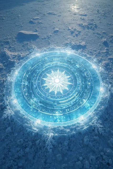 Draw a magic circle of ice seen from above. There should be an ice-shaped icon in the center.