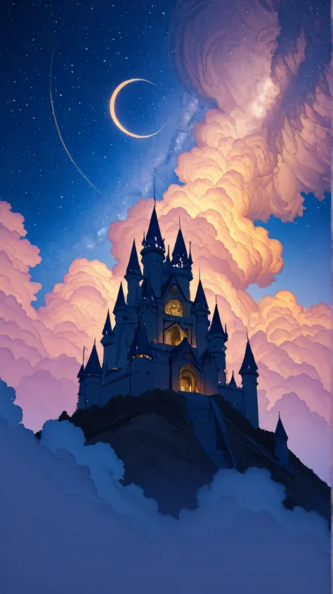  Castle in the sky 　cloud　Sky　. It has been exquisitely detailed。. Top quality craftsmanship , Exquisite carvings and intricate patterns. . The scene is captured in the medium of digital illustration., Combining photographic realism with concept art artist...