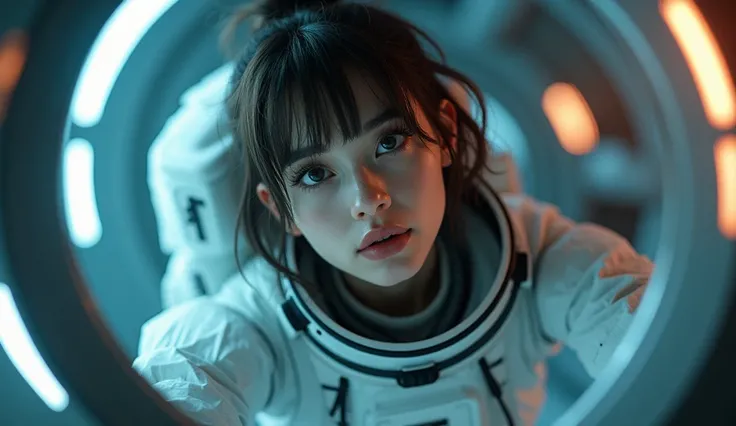 photorealistic, 1girl, beautiful detailed eyes, beautiful detailed lips, extremely detailed face and hair, dynamic action pose, space suit, airlock, futuristic sci-fi environment, cinematic lighting, volumetric fog, dramatic shadows, vivid colors, intricat...