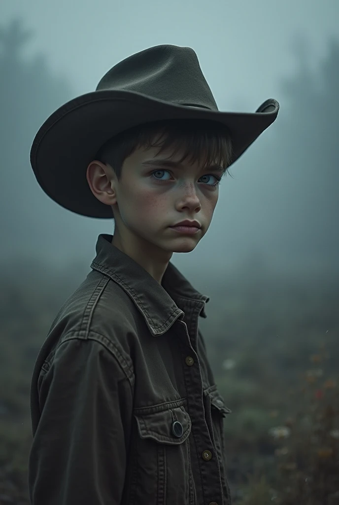 high quality realistic style portrait,1 thin boy,With a cowboy hat,cat family appearance characteristics,Worn clothes,4K,Highly realistic ,ultra-high definition,Professional Level,Detailed, vivid and realistic ,Perfect light and shadow,Backlit atmosphere,v...