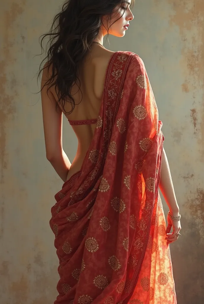 An women in saree showing her ass